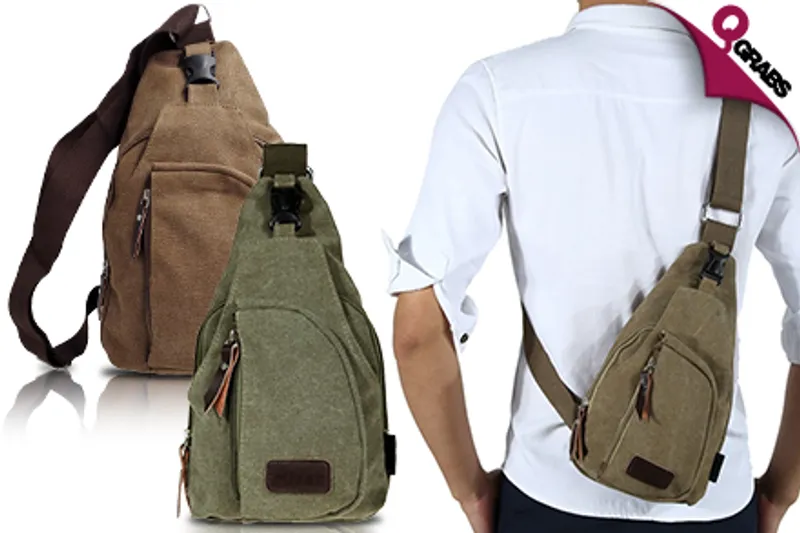 From QR45, Be Rugged with Canvas Cross-Body Sling Shoulder Bags - Choose from Three Natural Colors! (Up to QR207 Value)